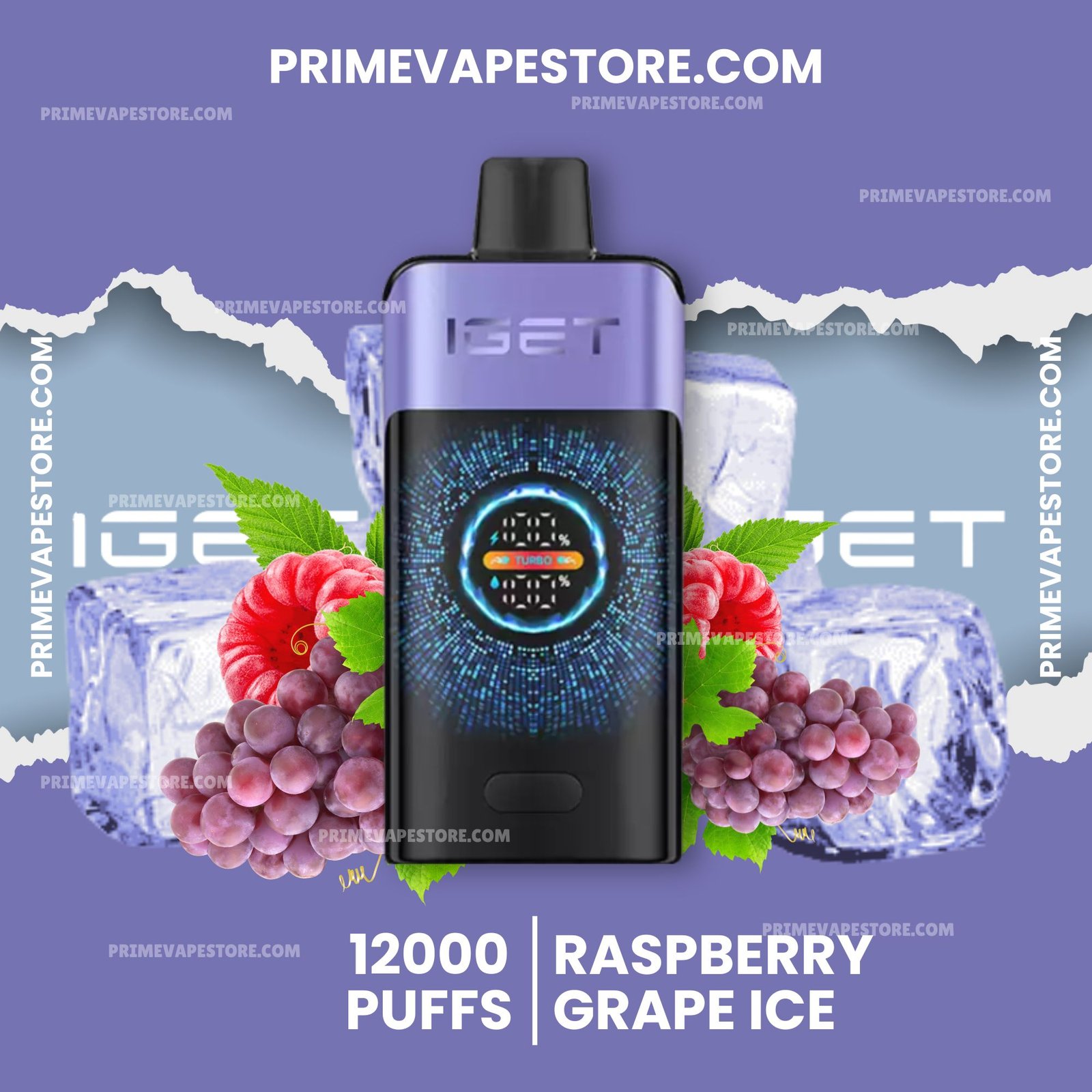 Iget One 12000 Puffs Raspberry Grape Ice